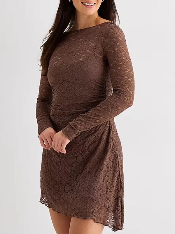 Forever 21 Lace Long-Sleeve Fit & Flare Dress - Image 2