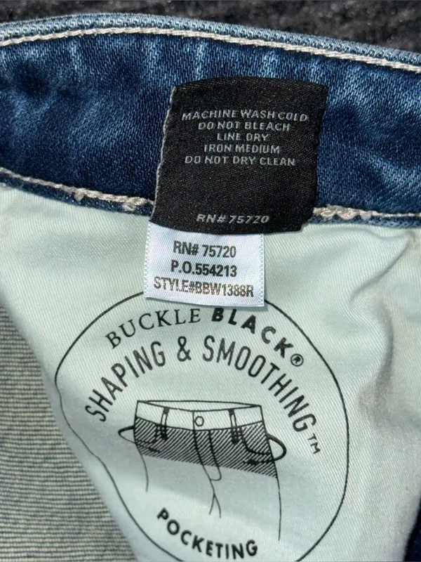 Buckle Black NWT Fit 35 Wide Leg Stretch Cuffed Jeans 26x32 High Rise BBW1388R - Image 10