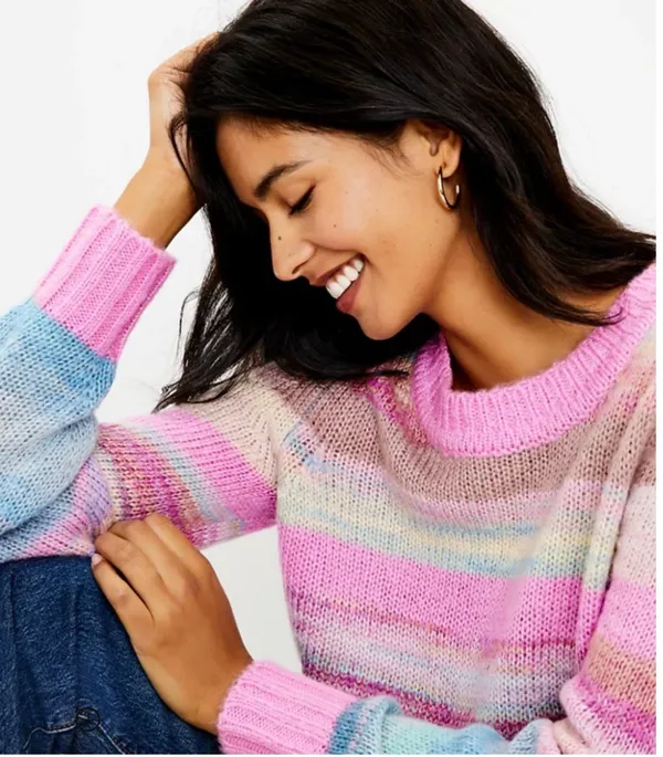 Loft Rainbow Spacedye Knit Sweater $79.50 NWT XS - Image 8