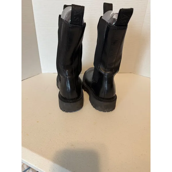 LAST Women Leather Boots 40 Black Rocky Chelsea Lug Sole Platform Pull On Edgy - Image 9