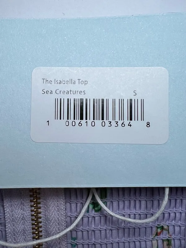 Hill House The Isabella Sea Creatures Lavender Puff Sleeve Crop Top size small - Image 5