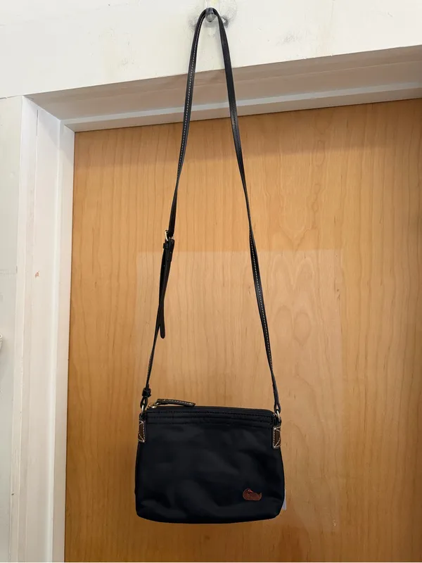 Dooney & Bourke Vintage Black Crossbody - Leather Trim with Iconic Duck Logo - Image 2