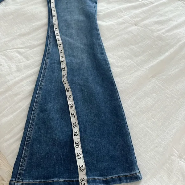 White Fox Women’s Blue Medium Denim Flare Jeans - Image 8