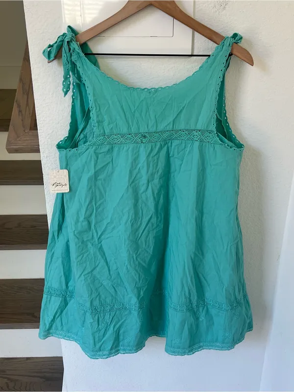 Free People Penelope Mini Dress in Wasabi Sauce Blue New w/ Flaw - Image 4