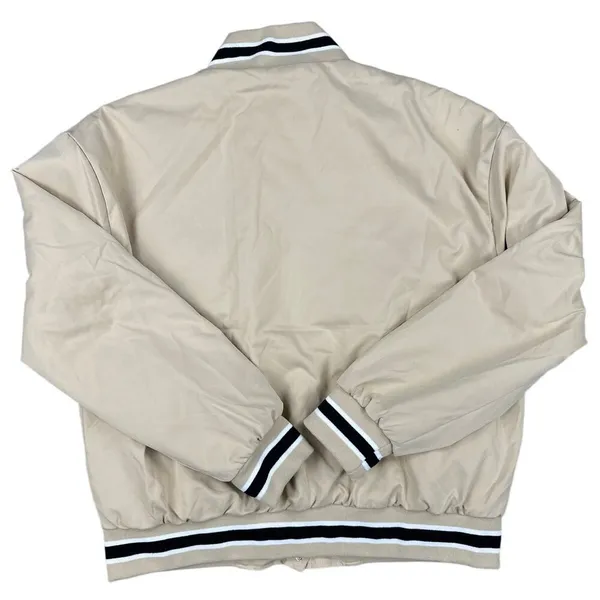 Edikted - Reckless Varsity Bomber Jacket in Tan & Black - Image 4