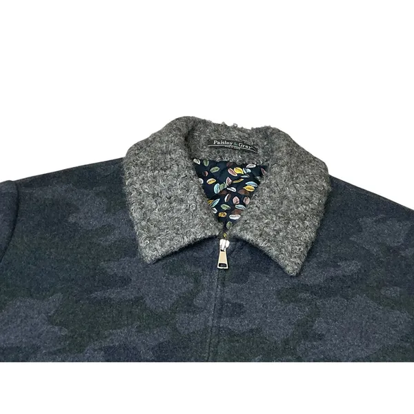 Paisley & Gray‎ Camo Bomber Jacket Blue Grey Faux Shearling Collar Slim Fit XL - Image 4