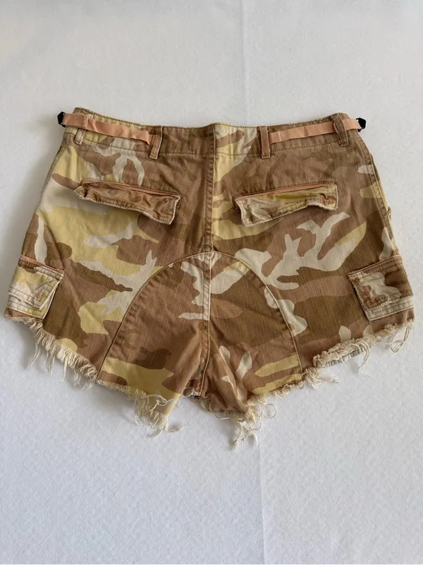 Free People Commander Cutoff Camo Raw Hem Cargo High Rise Shorts Desert Combo 12 - Image 11