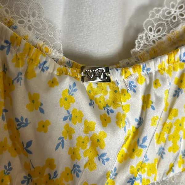 NWT For Love And Lemons Daffodil X Victoria’s Secret Mini Dress Yellow Floral S - Image 6