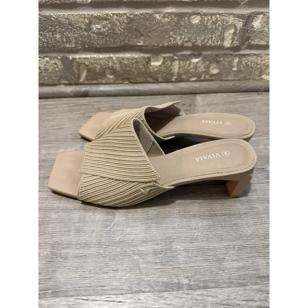 Vivaia Jade Pro Heels Womens 9.5 41 Beige Square Toe Slip On Block Heel Sandals - Image 4