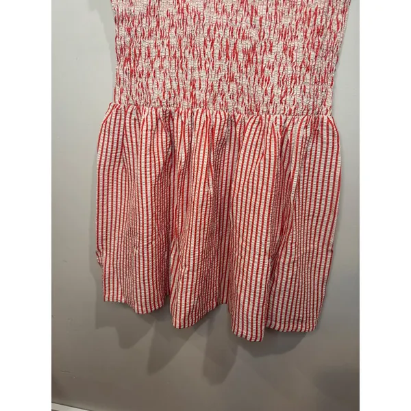 Maeve Margie Smocked Striped Mini Dress NWT Red Cream Sz XL - Image 5
