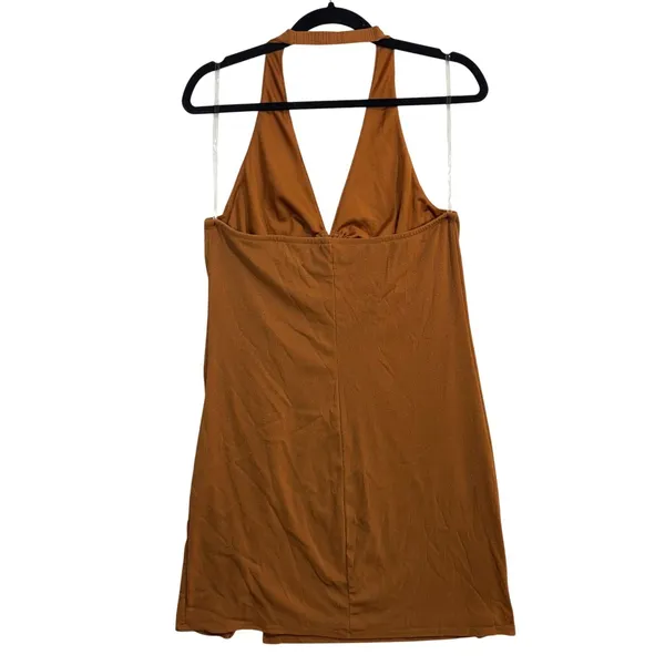 Wild Fable XL Minidress Orange Shimmer Halter Cutout Bodycon Y2K Club Fest Date‎ - Image 6