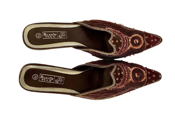 Beauty Max Jeweled Mules Brown Size 8.5 - Image 2