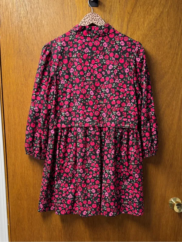 English Factory Floral Shirtdress Mini Dress 100% Cotton 3/4 Sleeves Pink Medium - Image 15