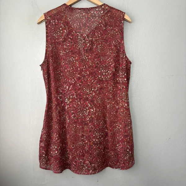 Dark Floral Ruffled Top Size 14 Sheer Romantic Boho Fairy Grunge Poet Ren Faire - Image 5