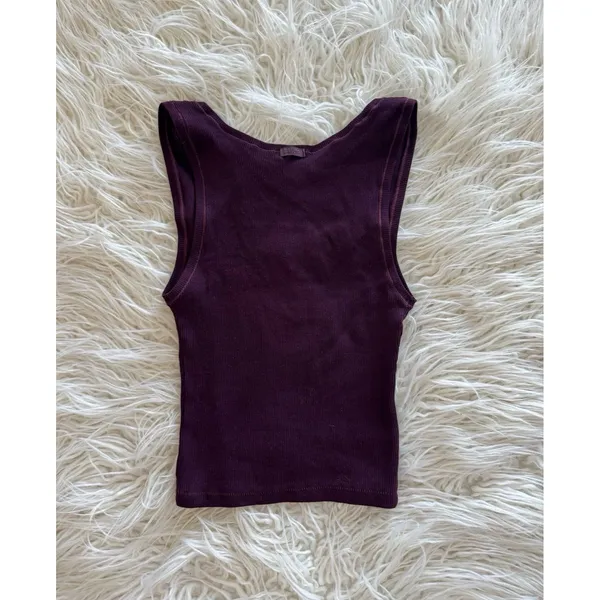 Skims Cotton Rib Tank Currant Size Small - Image 5