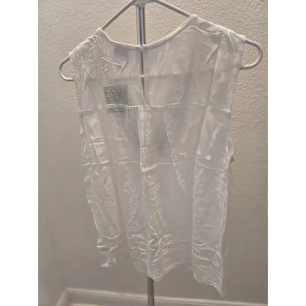 Gibsonlook Embroidered V-Neck Top White Navy Floral Blouse Women M NWT - Image 5