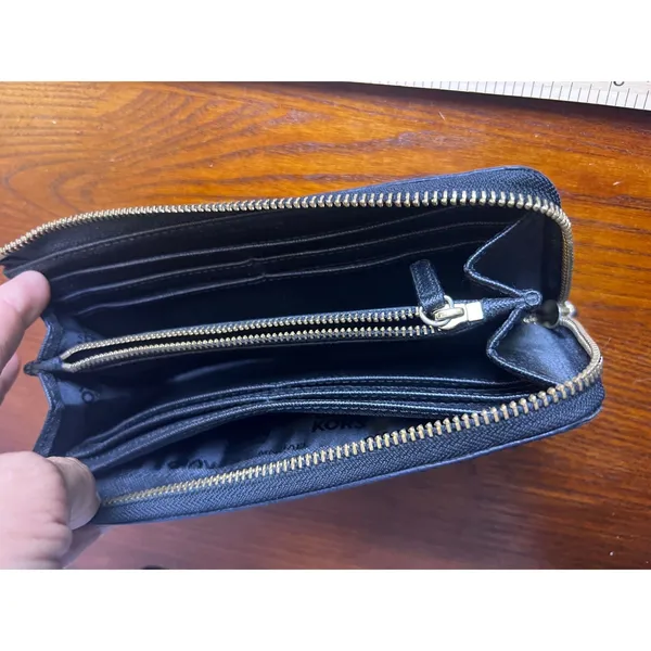 Michael Kors Wallet Clutch Zip Around Continental Black Smooth‎ Leather Urban - Image 7