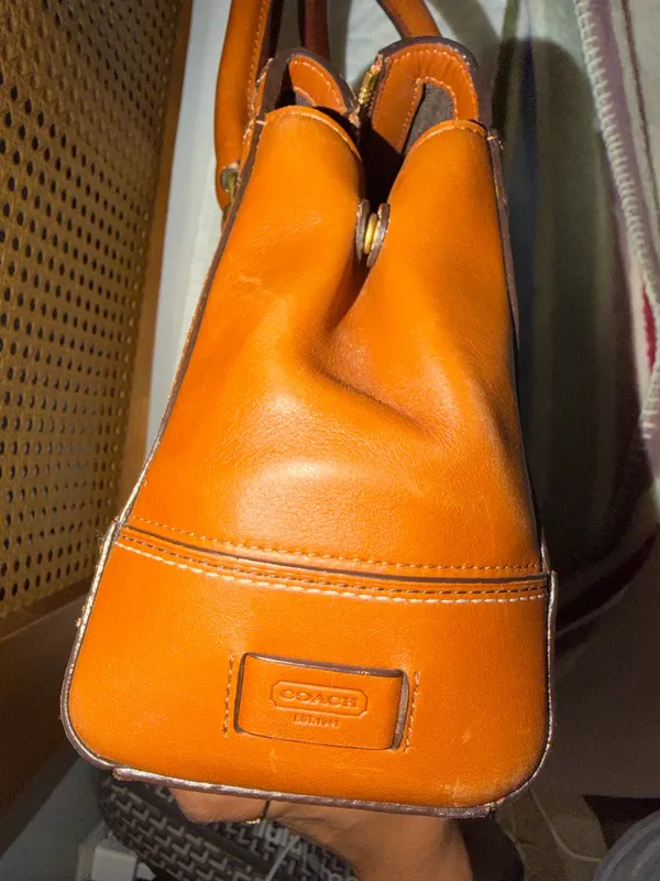 Vintage Coach Medium Hampton Leather Turnlock Carryall Satchel Acorn Brown 11047 - Image 3