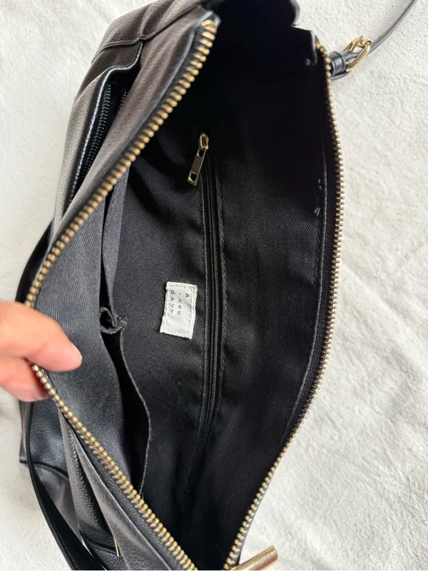 A New Day Black Pebbled Crossbody Bag with Adjustable Strap, practical, easy - Image 3