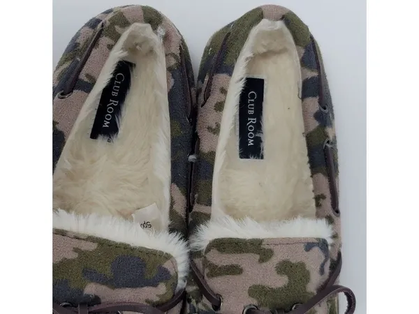 Club Room Faux Fur Lining Camouflage Moccasin Slip On Boat Shoes Size M 8-9 - Image 7