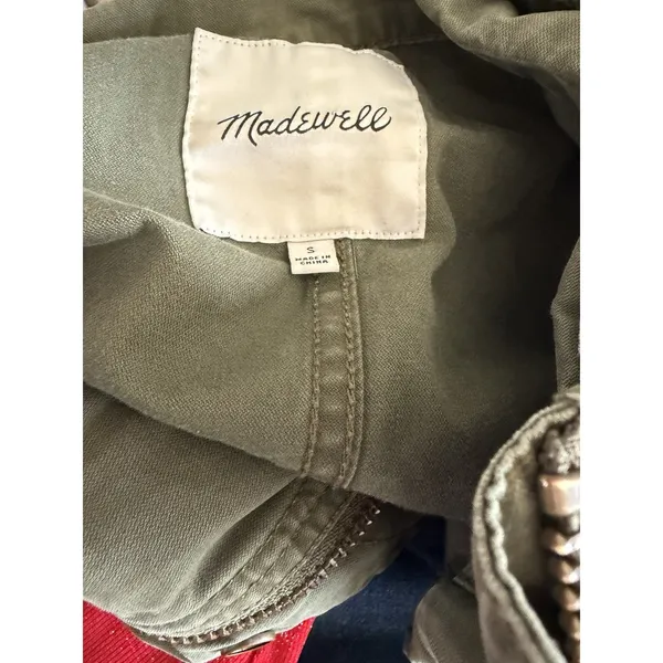 Madewell Surplus Jacket Women's Small Army Green Utility Full-Zip Long-Sleeve - Image 6