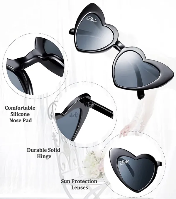 Babe Heart Sunglasses Black - Image 2