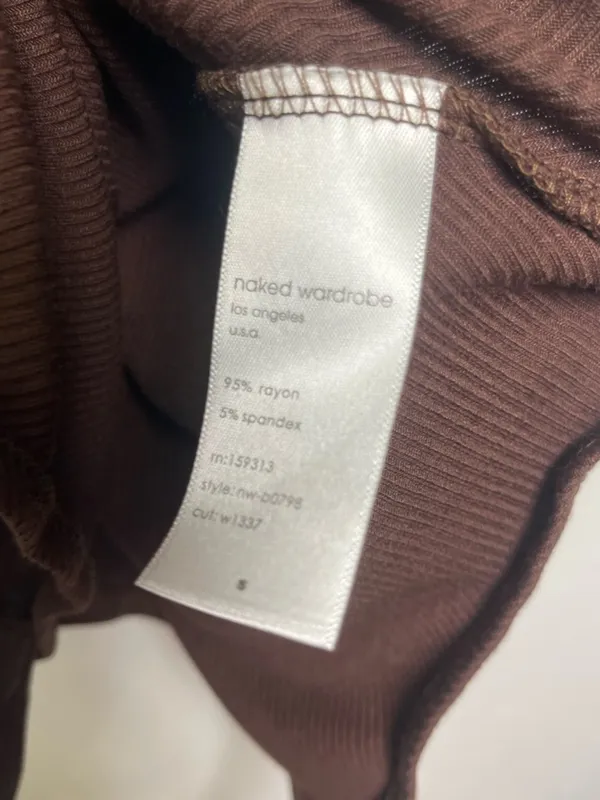 Naked Wardrobe Brown Ribbed Tank Top Bodysuit - Image 7