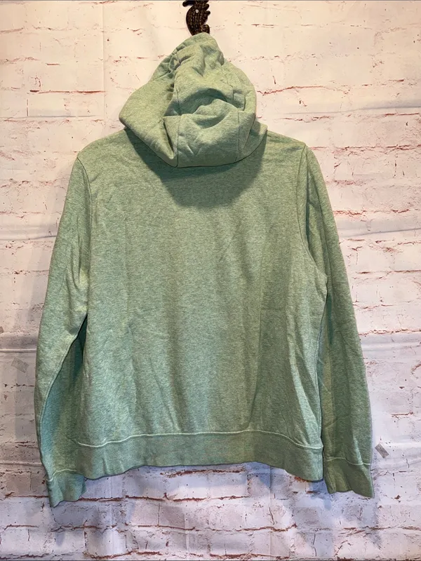 Nike Sage Green Pullover cowl neck White Swoosh Hoodie hooded Large sweatshirt - Image 5