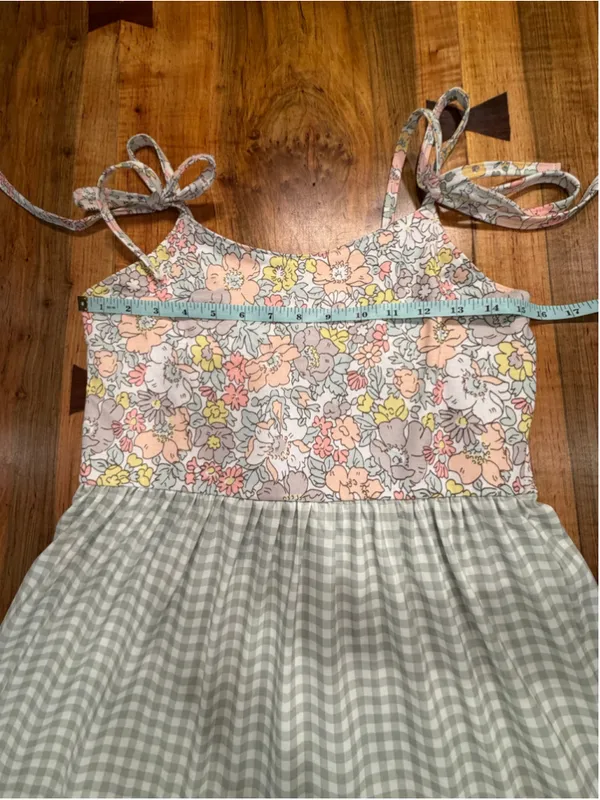 Abby & Evie Floral Gingham Tiered Maxi Dress Medium Cottagecore Summer Tie Strap - Image 6