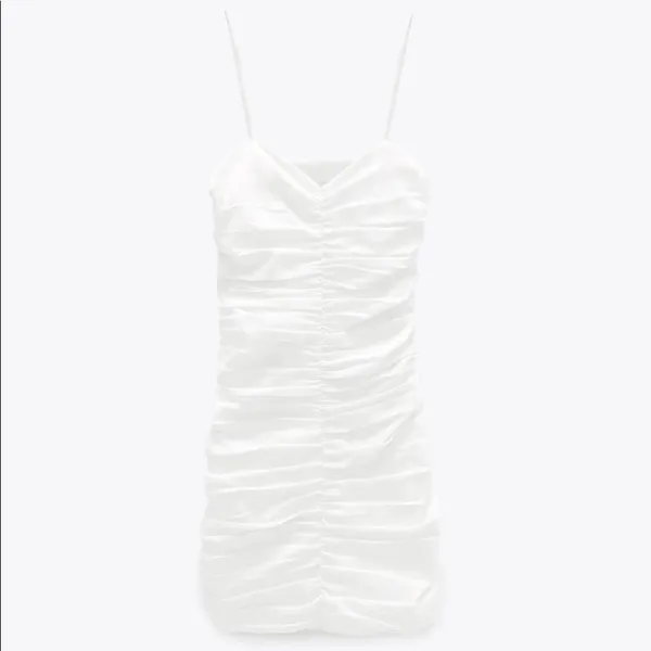 NWT ZARA Mini Dress W Draped Detail Vanilla White - Image 3