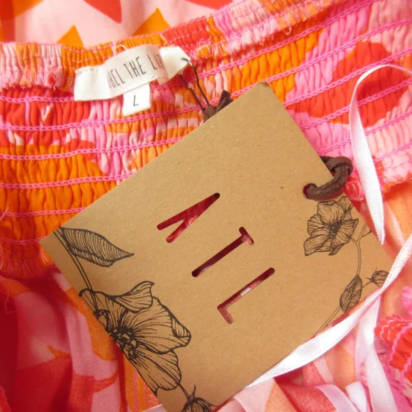NWT Abel The Label Charlie in Pink Orange Floral Open Tie Back Midi Dress L - Image 6