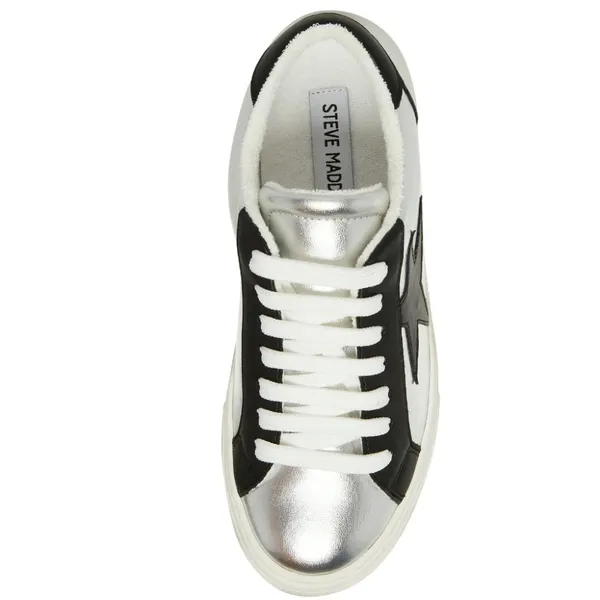 NEW Steve Madden Rezume Silver/Black Lace Up Rounded Toe Fashion Leather - Image 4