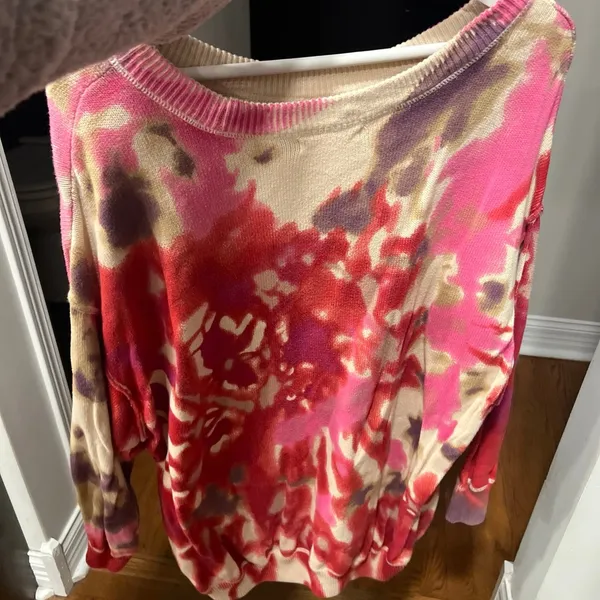 Natural Life Taylor Sweater Womens medium Over sized Floral Tie Dye Boho Hippie - Image 4