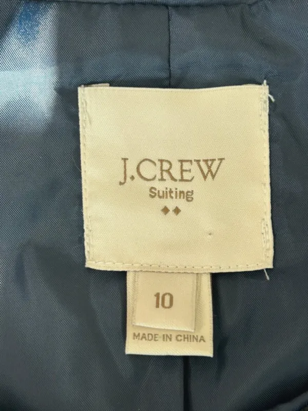 J. Crew Suiting Navy‎ Tweed Zip Front Blazer | Size 10 - Image 3