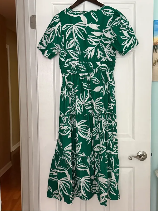 Anthropologie Meadow Rhodes Green Leaf Print Dress - Image 3