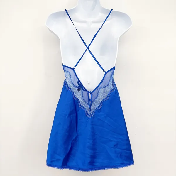 Victoria's‎ Secret Womens Blue Satin Lace Trim Romantic Coquette Slip Dress S - Image 9