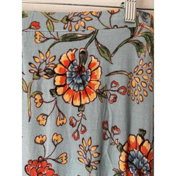 Free People Blue Floral High Slit Stretchy Maxi Skirt Size Small - Image 4