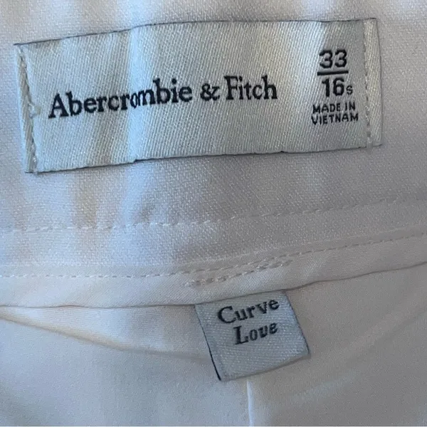 Abercrombie & Fitch Off-White/Cream Curve Love Wide Leg Pleated Front Pants-16 - Image 10