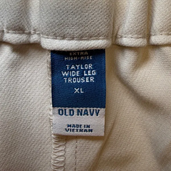 Old Navy Taylor Wide Leg Trouser Extra High Rise Beige Tan XL Pleated‎ Workwear - Image 2