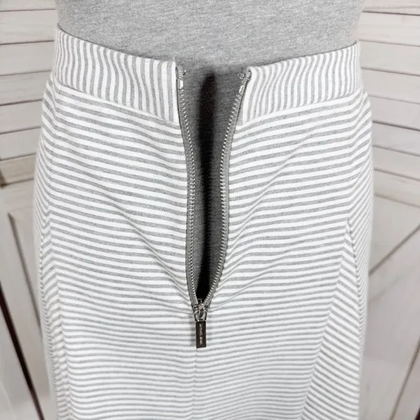 Michael Michael Kors Striped Knit Panel A-line‎ Skirt White Grey 4 - Image 7