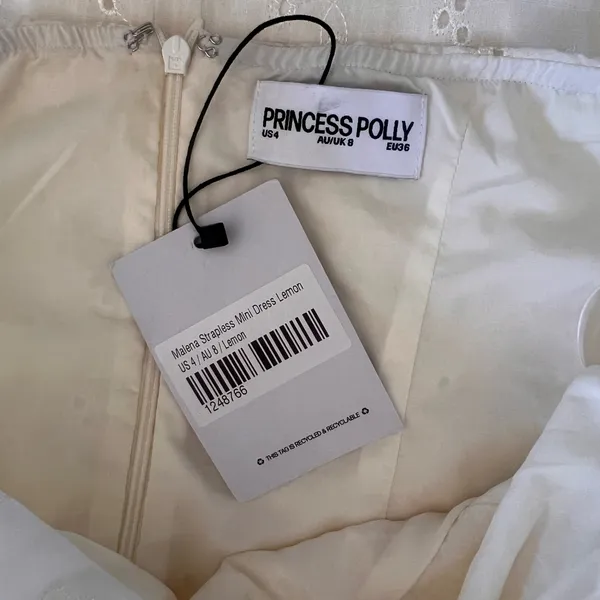 Princess Polly Malena Lemon Eyelet Strapless Mini Dress - Image 15