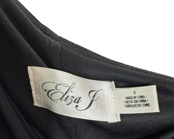 Eliza J Satin Bow One Shoulder Long Formal Dress Black Size 4 - Image 9