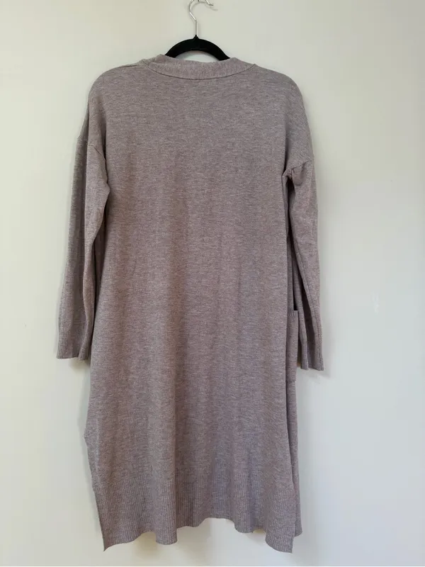 Debut Taupe Long Open Cardigan Sweater NWT - Image 2