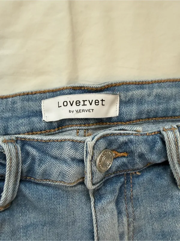 Lovervet by Vervet Cargo Straight Leg Jeans Raw Hem Light‎ Wash 29 - Image 3