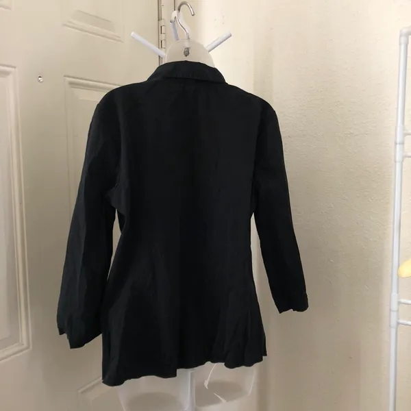 Gothic Office Siren Core Preppy Dark Academia Black fitted ruched corset button up down shirt blouse top - Image 3