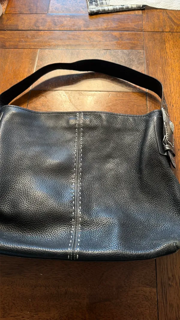 Brighton Shoulder Leather Bag Black Vintage - Image 4