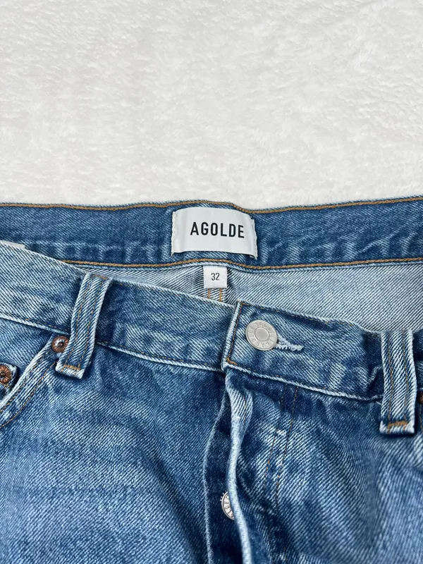 AGOLDE Ridley High Rise Denim Shorts Women’s 32 Chant Distressed Cutoff - Image 3