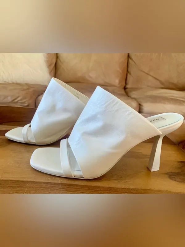 ANTONIO MELANI Leather BYNX Sweet Cream Open Toe Heels - Image 4