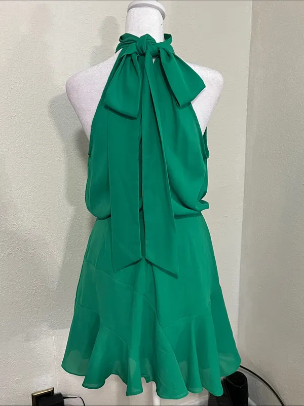 DO+BE Emerald Green Halter Mini Dress - Image 4