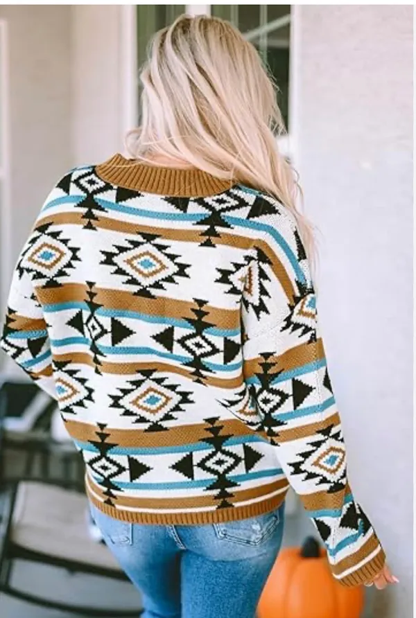Savanna Jane Aztec/ Southwestern Sweater Size Small. - Image 2